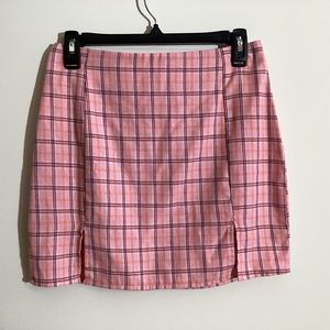 Pink Plaid Mini Skirt
